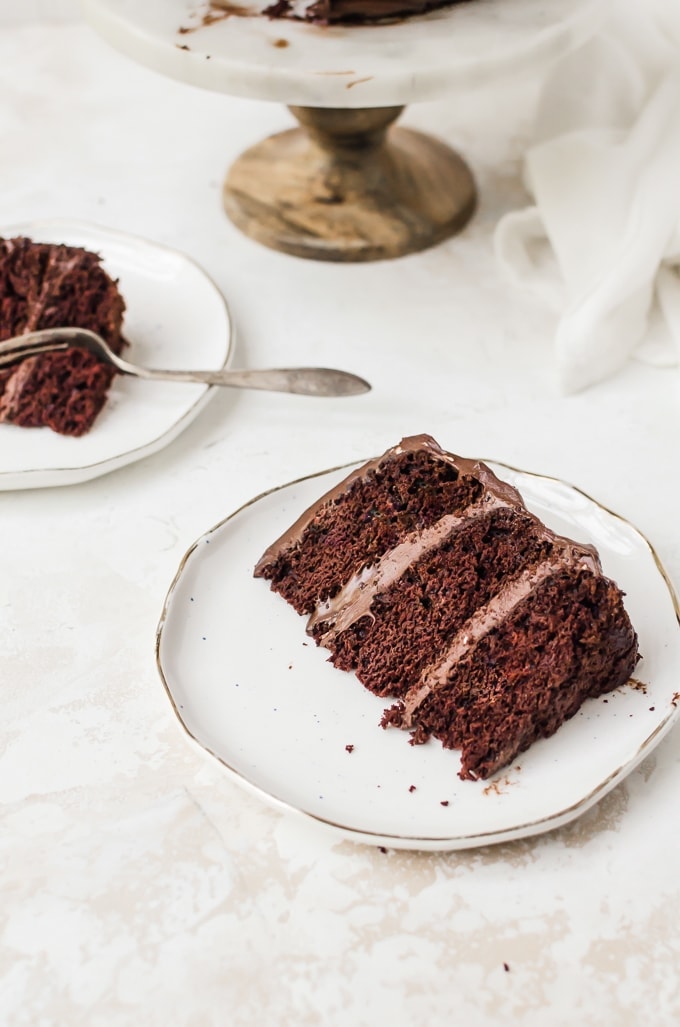 old fashioned chocolate cake slice