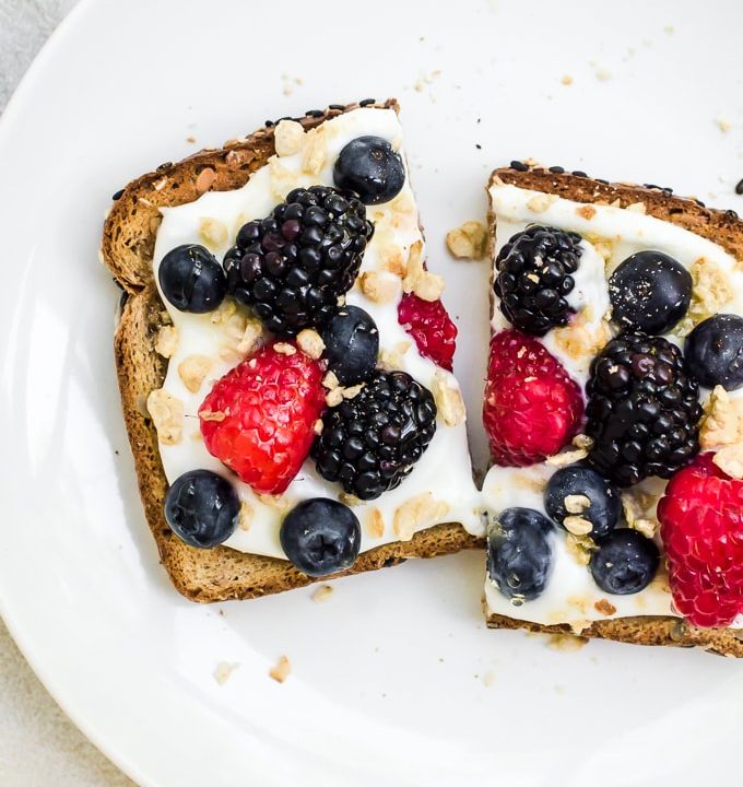 breakfast toast on a white plate