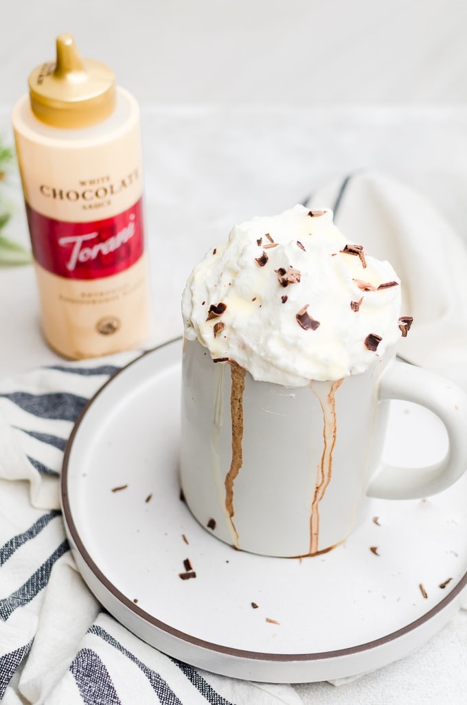 overhead gingerbread hot chocolate with whipped cream