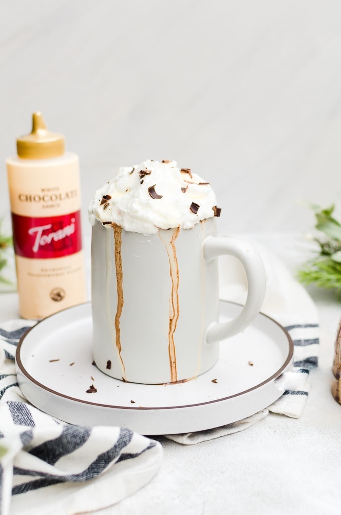 hero shot gingerbread hot chocolate with whipped cream