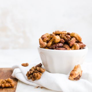 healthy candied mixed nuts in a bowl