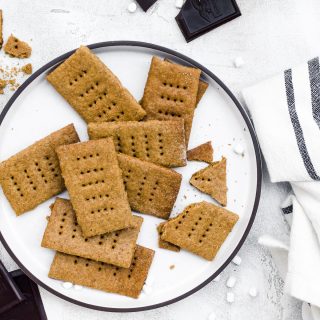 homemade graham crackers overhead on a plate