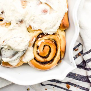 banana cinnamon rolls brown butter cream cheese frosting