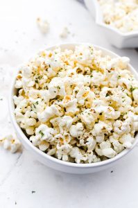 bowl garlic parmesan popcorn