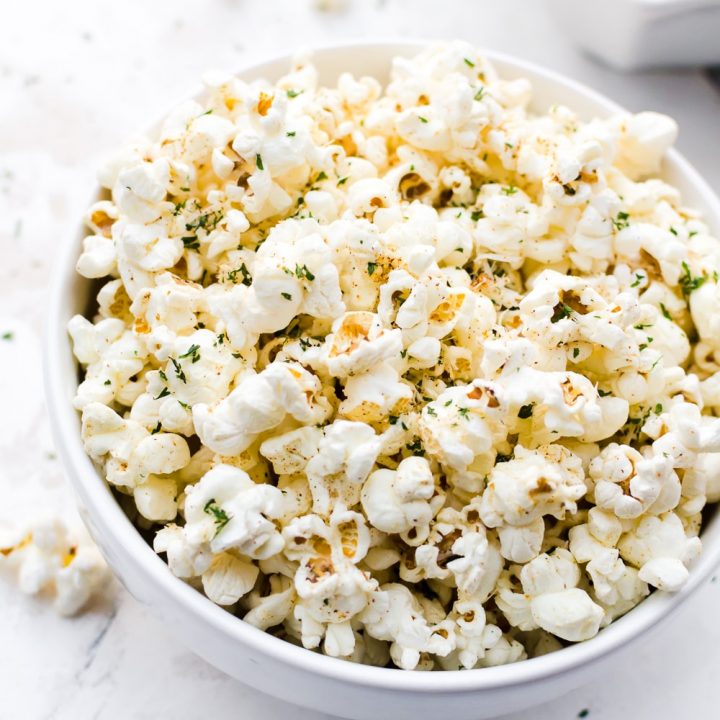 bowl garlic parmesan popcorn