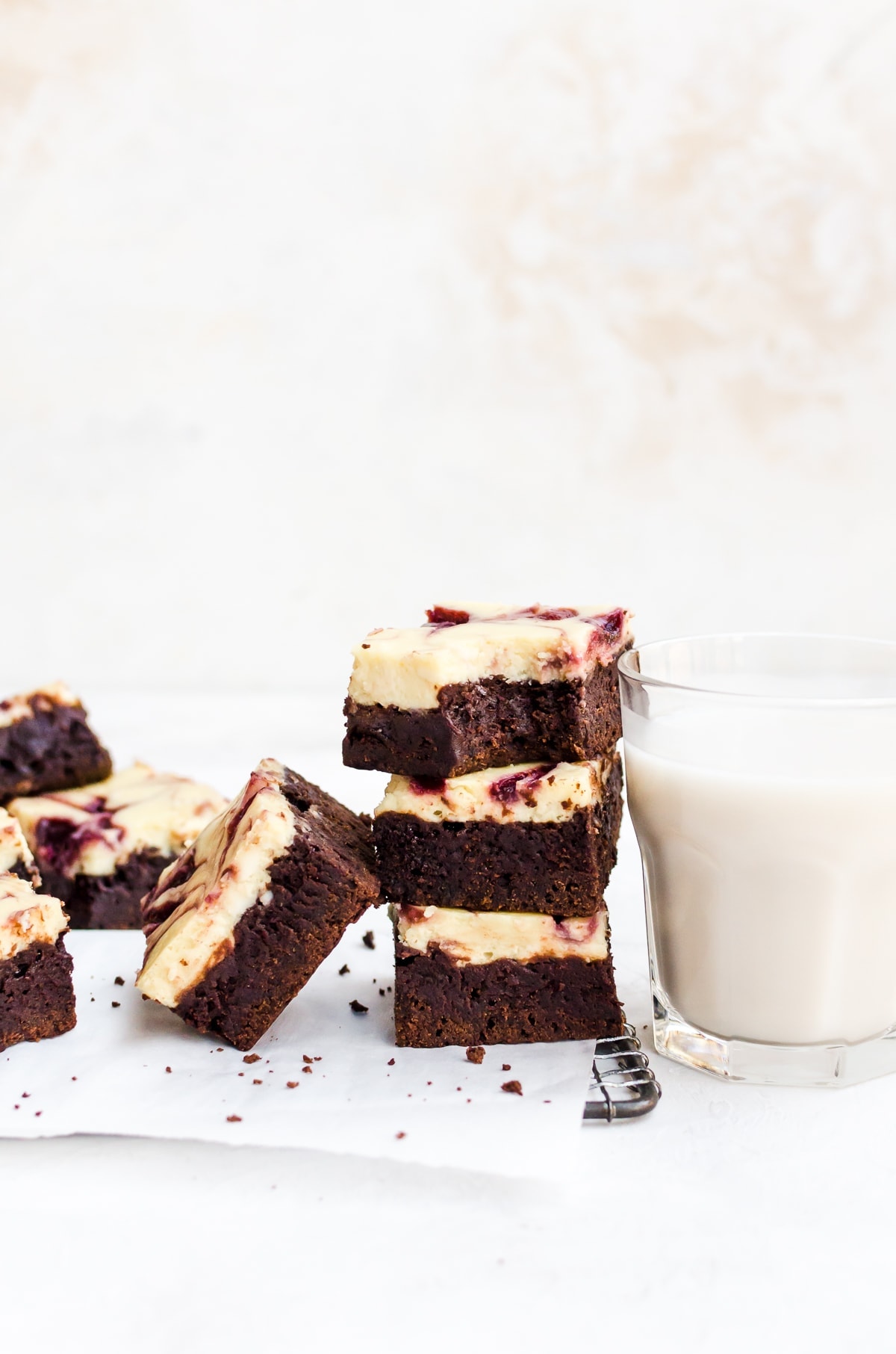 stacked raspberry cheesecake brownies