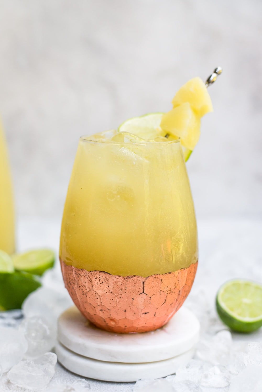 close up kombucha moscow mule in copper cocktail glass