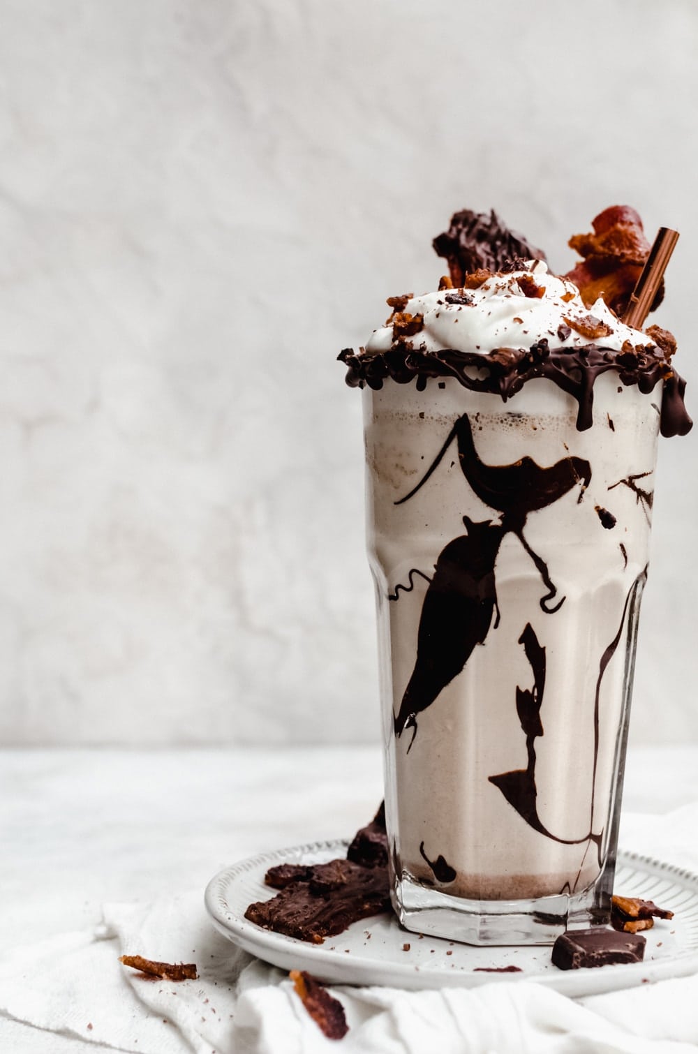 Close up bacon milkshake