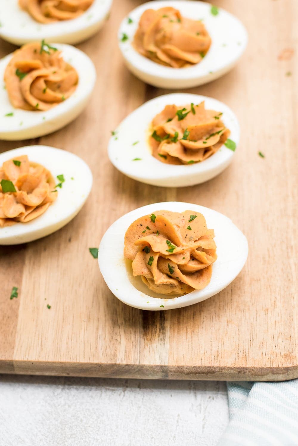 bbq deviled eggs close up