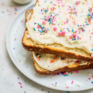 fairy bread vanilla butter cake on a plate