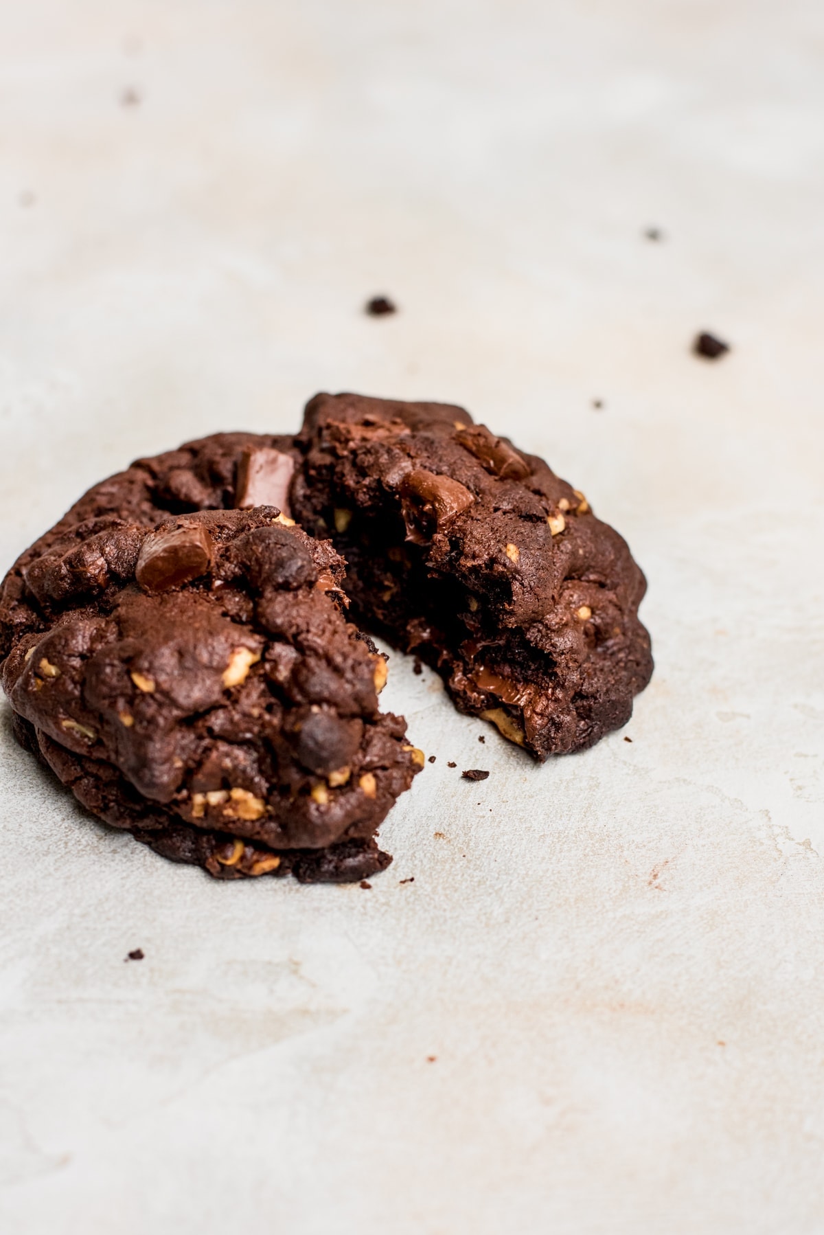 broken giant double chocolate cookies