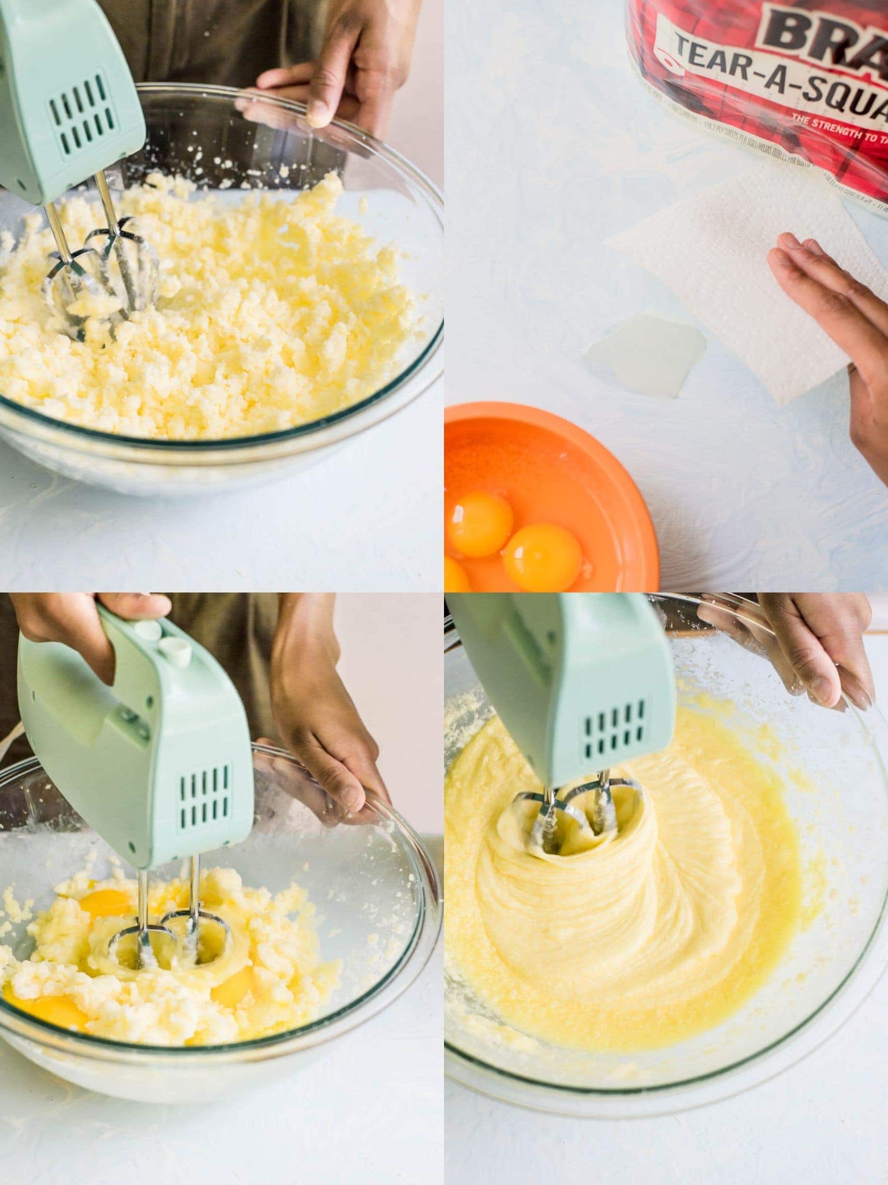 step by step collage how to make donut cake making batter