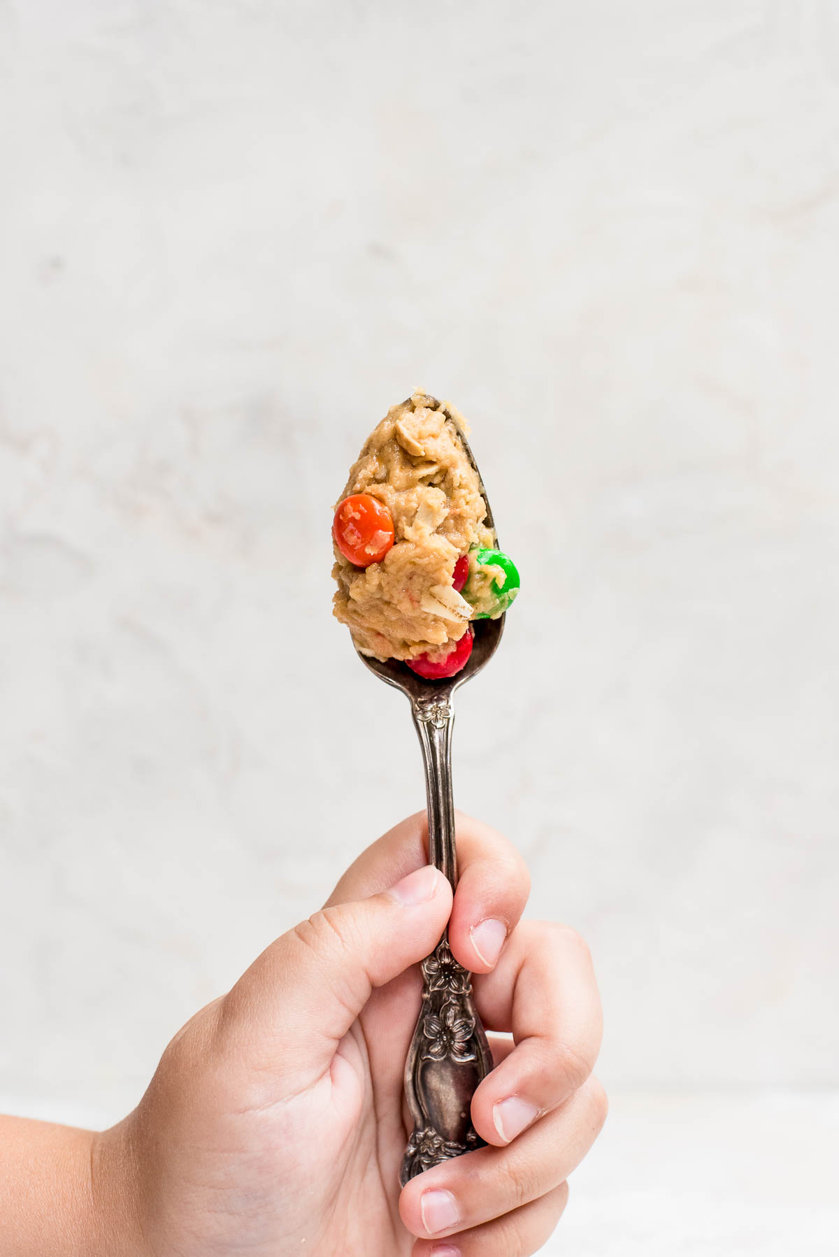 peanut butter cookie dough dip on a spoon
