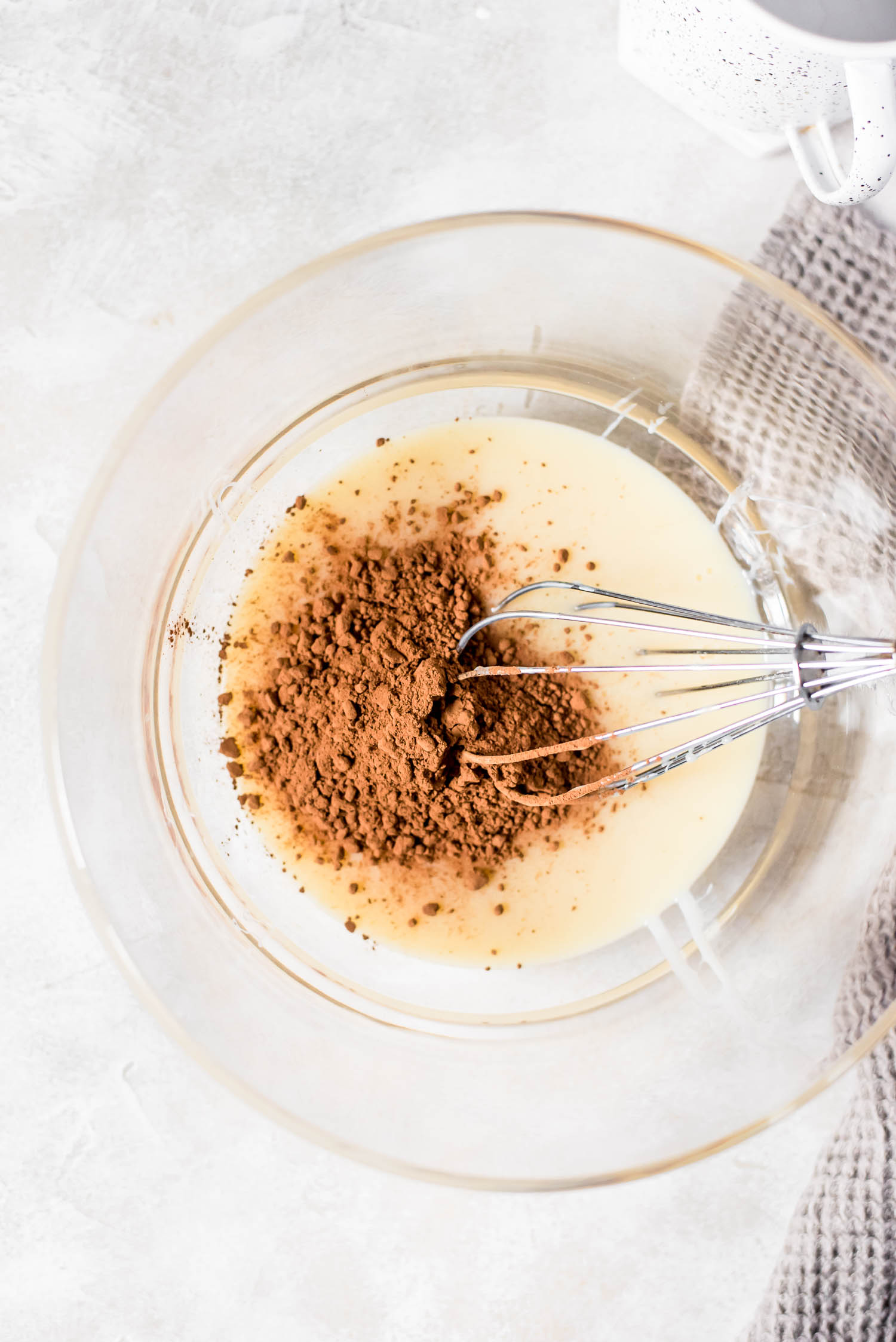 coffee creamer preparation adding cocoa powder to sweetened condensed milk