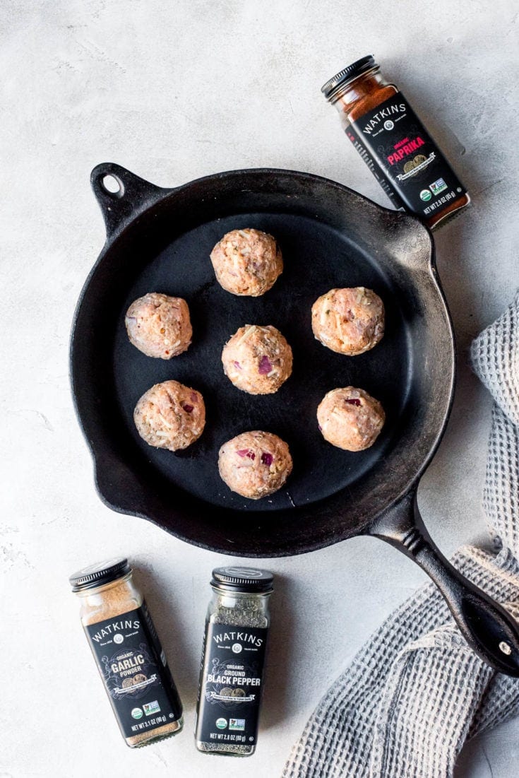 prep, turkey formed into meatballs