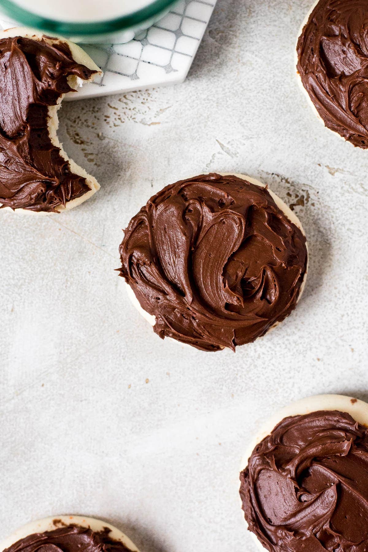 cookie topped with chocolate flavored buttercream