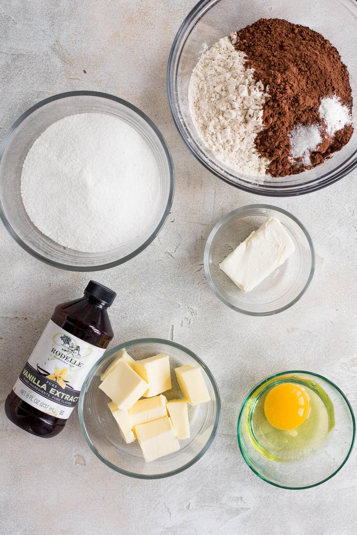 ingredients for chocolate sugar cookies