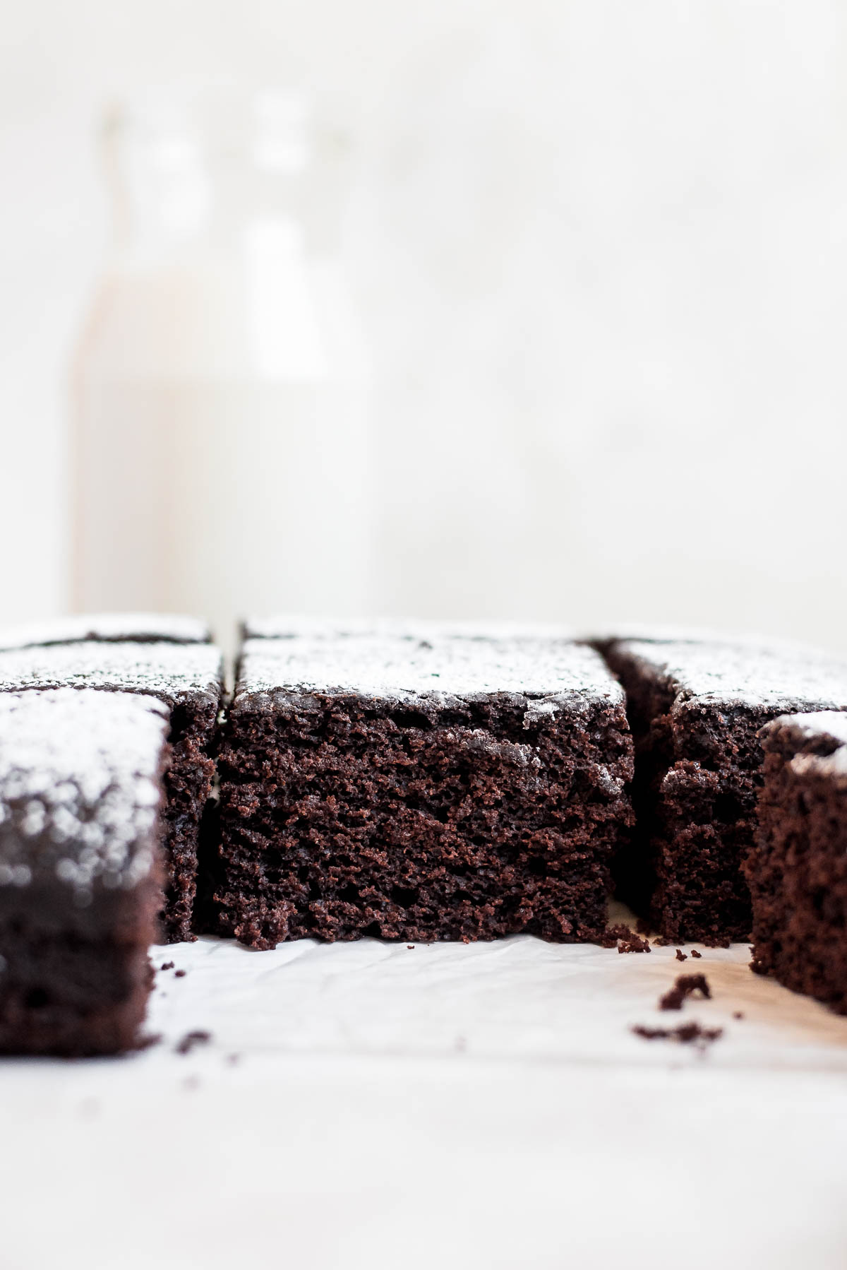 close up of inside of cake to see how moist the cake is