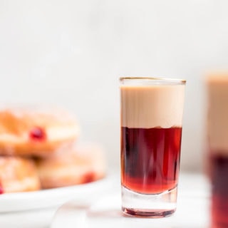 close up of jelly donut shot