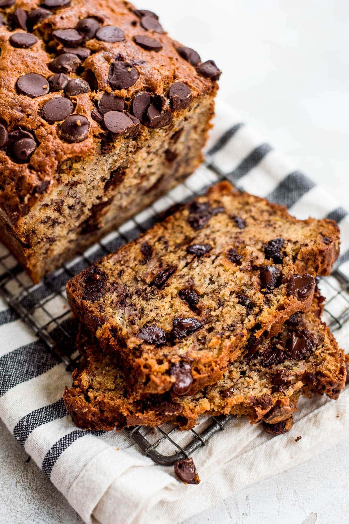 slices of chocolate chip banana bread