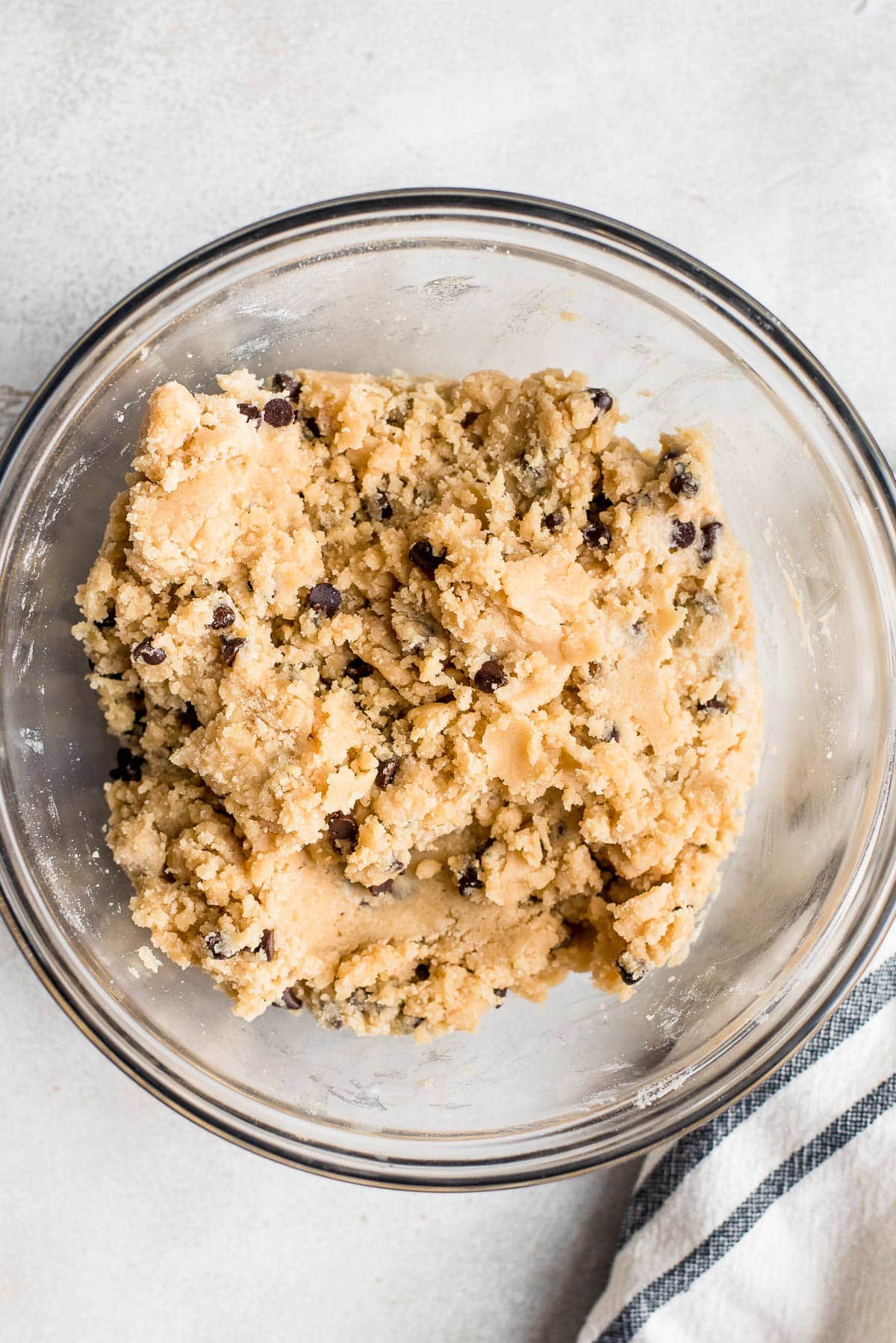 finished edible chocolate chip cookie dough in bowl