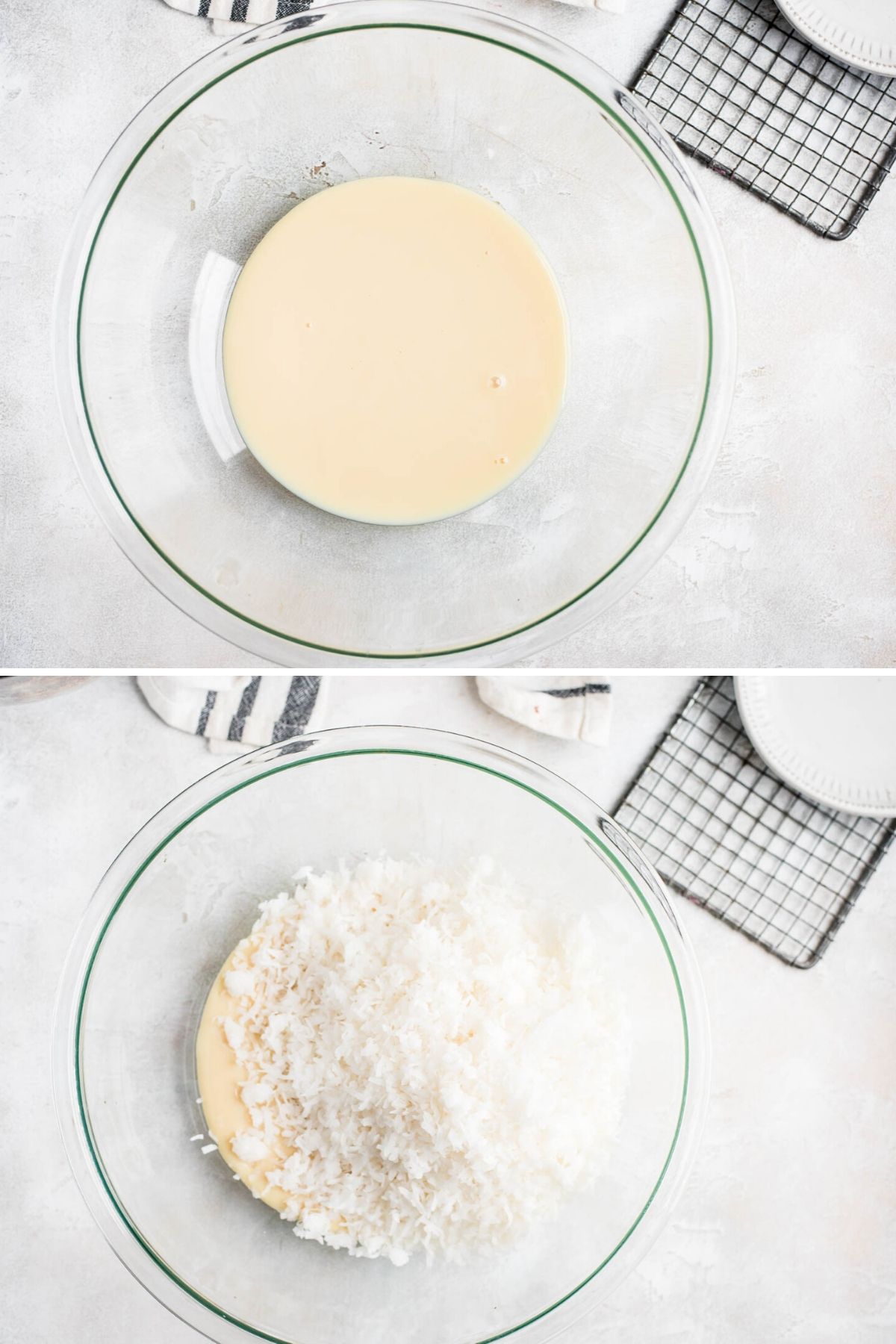 Mixing ingredients into sweetened condensed milk