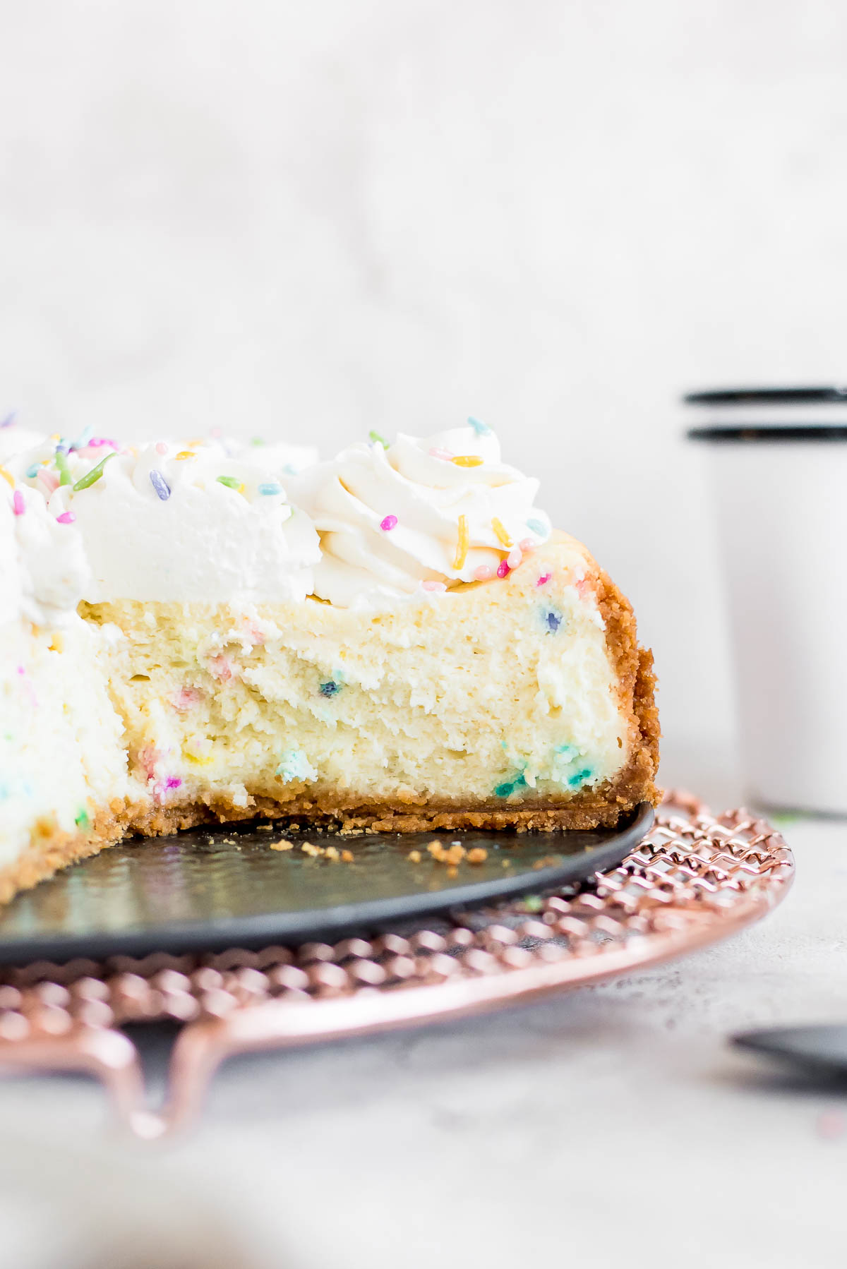 close up of inside cake abtter cheesecake on plate