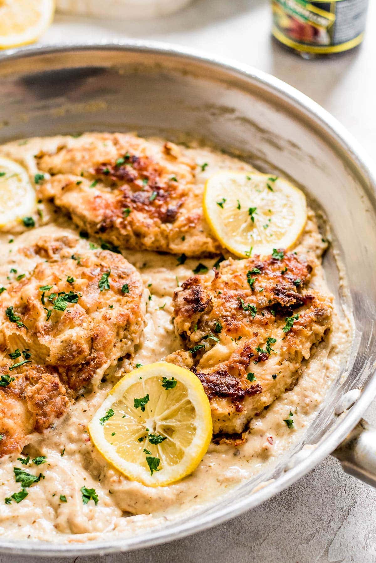 lemon chicken in pan