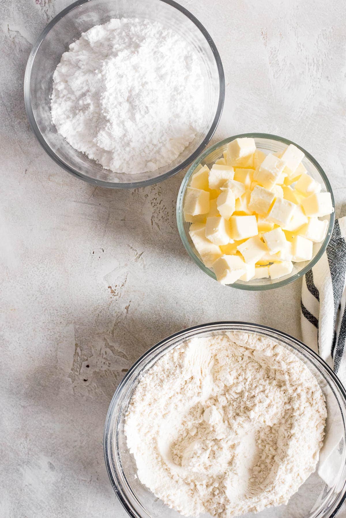 ingredients for crust in bowls