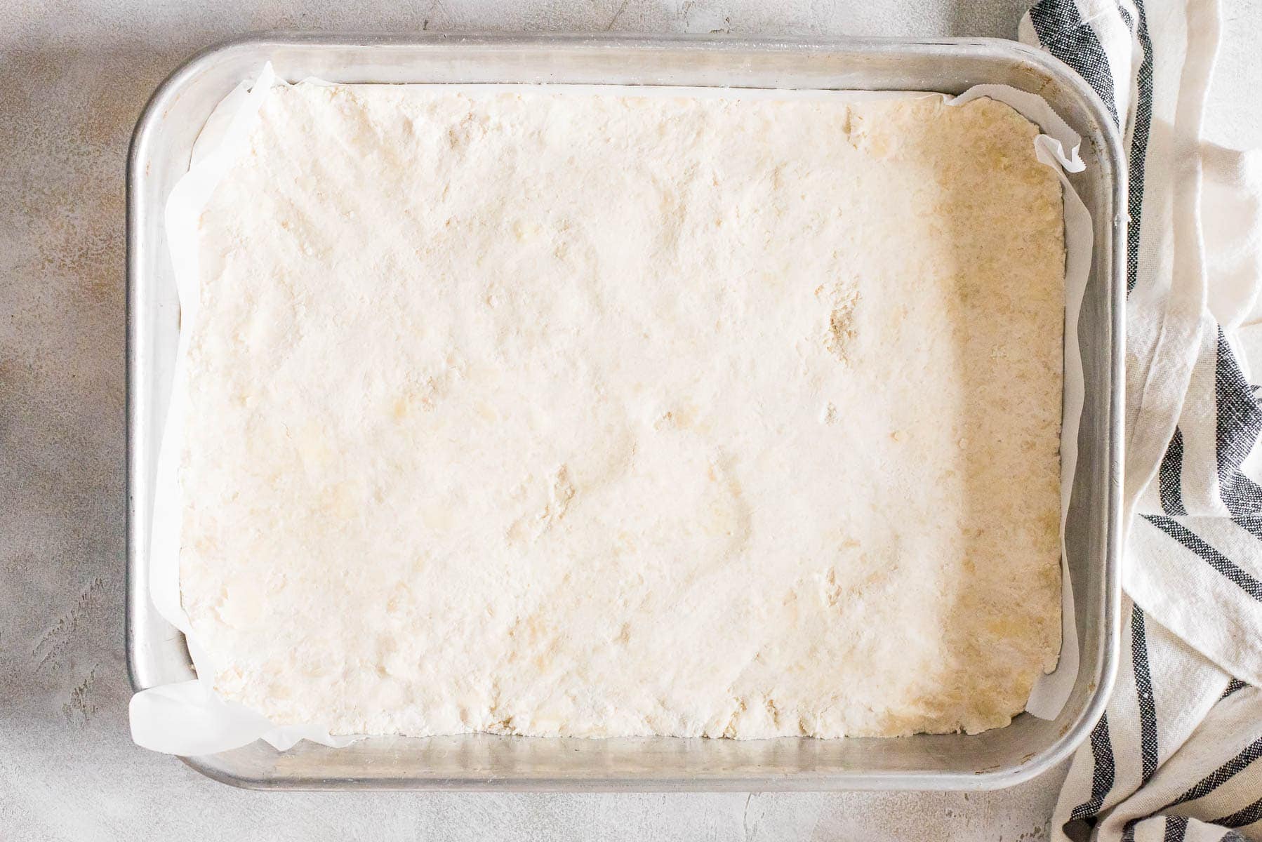shortbread mixture pressed into baking pan