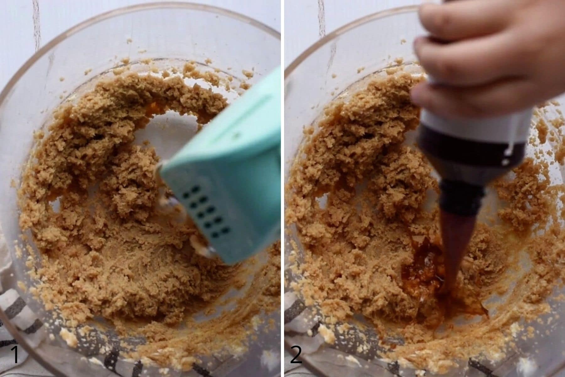 first two steps to making cookie dough frosting