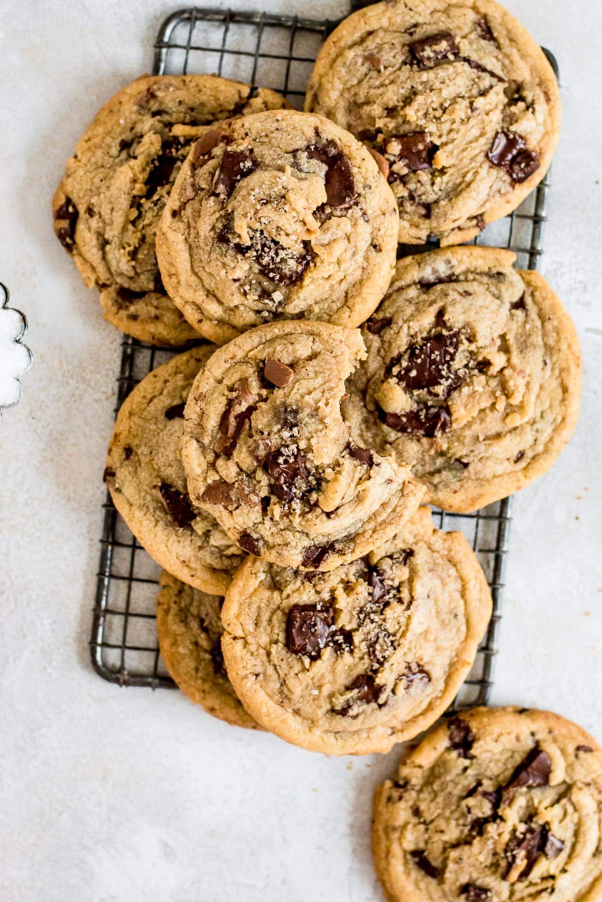 cookies piled together on rack