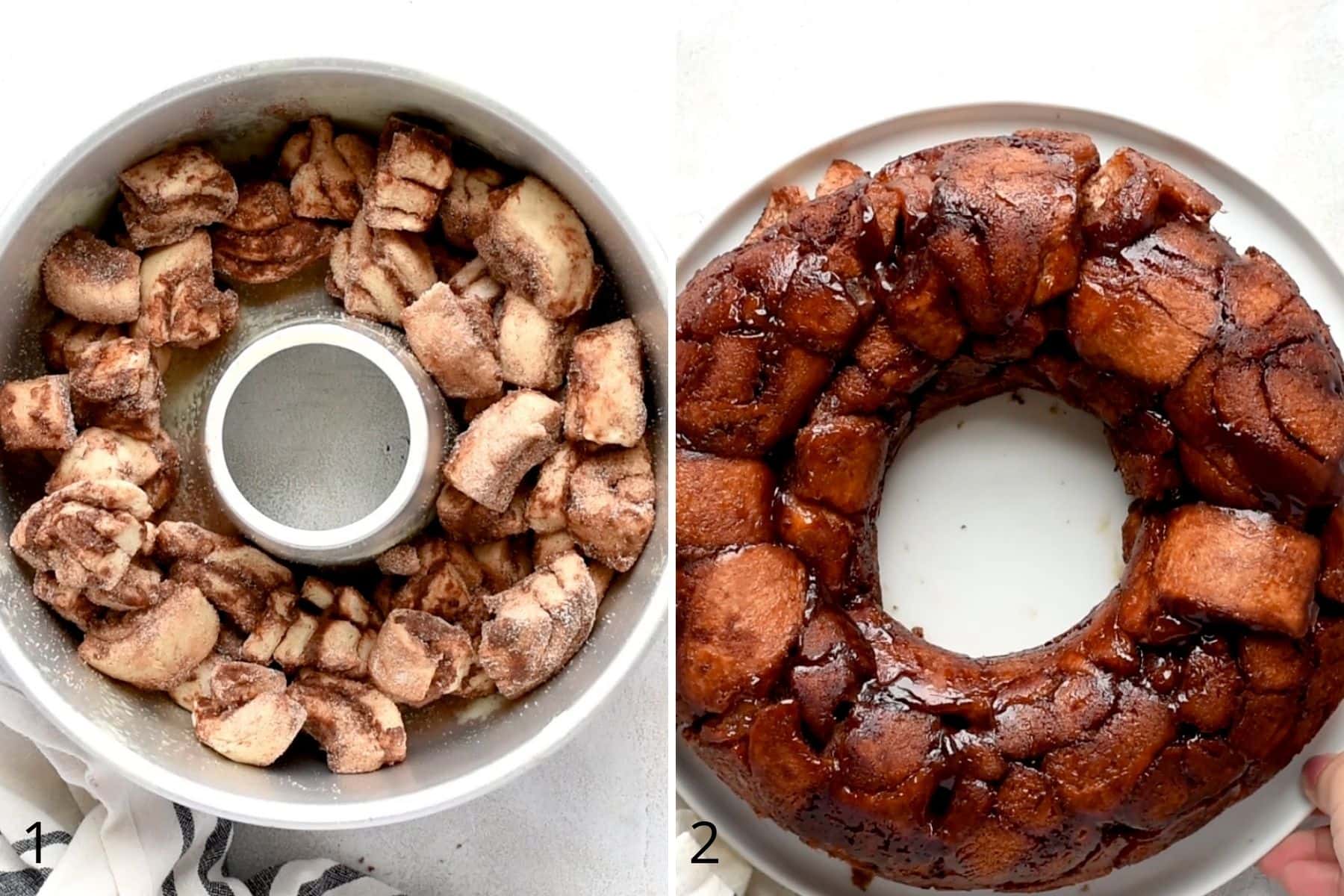second set of steps to making cinnamon roll monkey bread