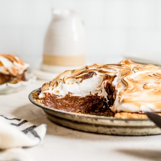 pie in pan with slice missing