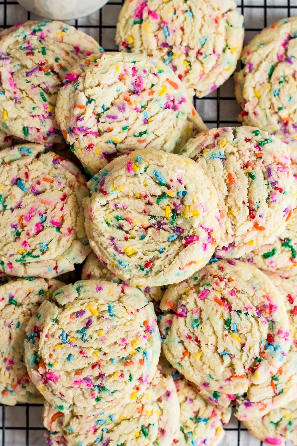 cookies piled on rack