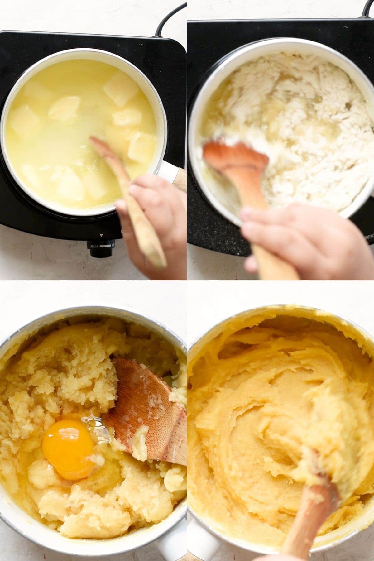 collage of process shots on how to make churo dough