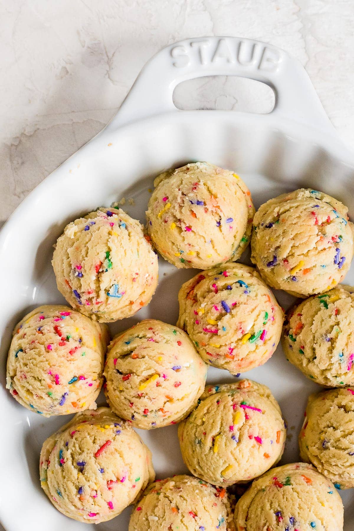 sugar cookie dough with sprinkles in pan