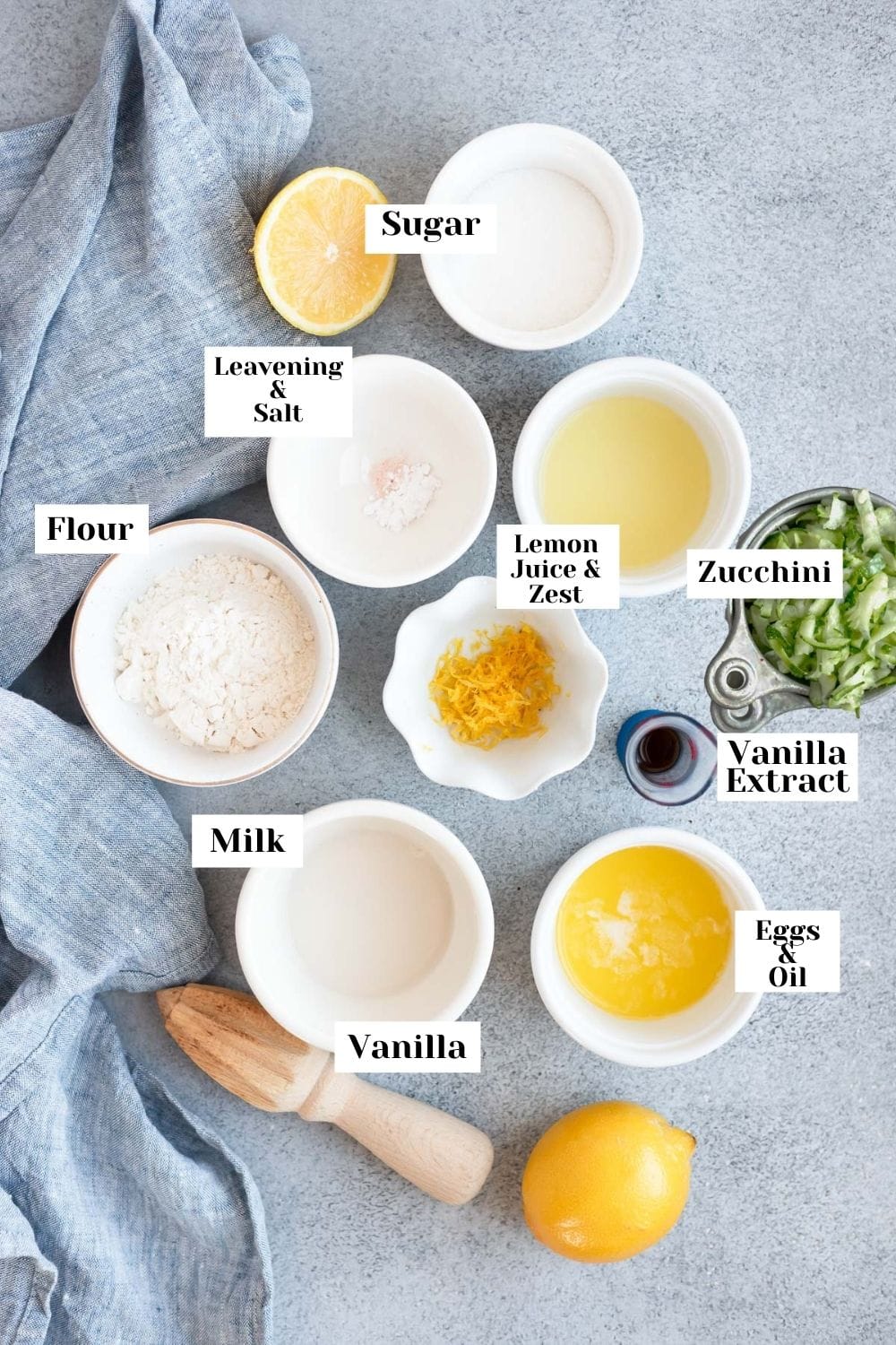 ingredients to make lemon zucchini bread