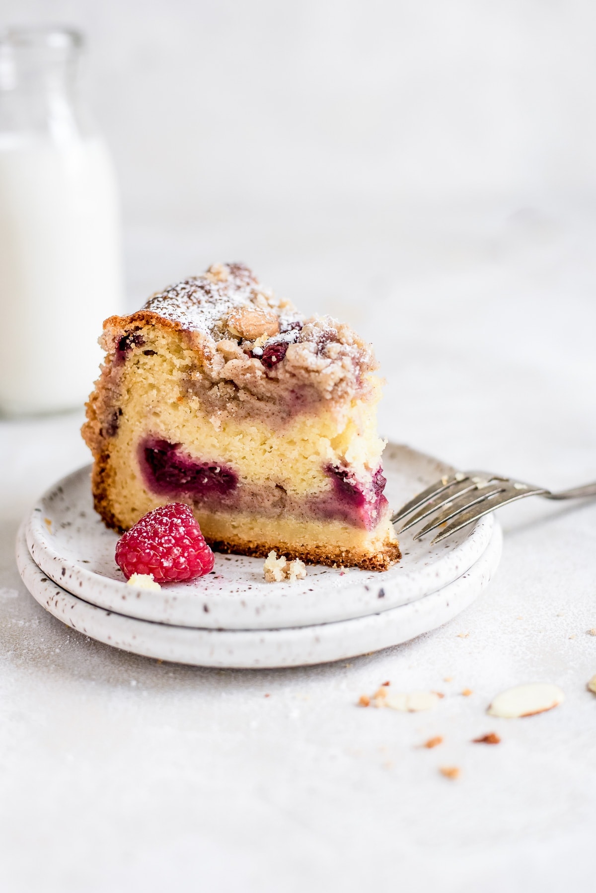 raspberry coffee cake on plate