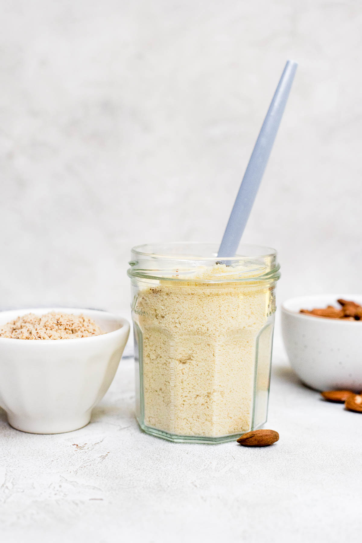 almond flour in jar with spoon