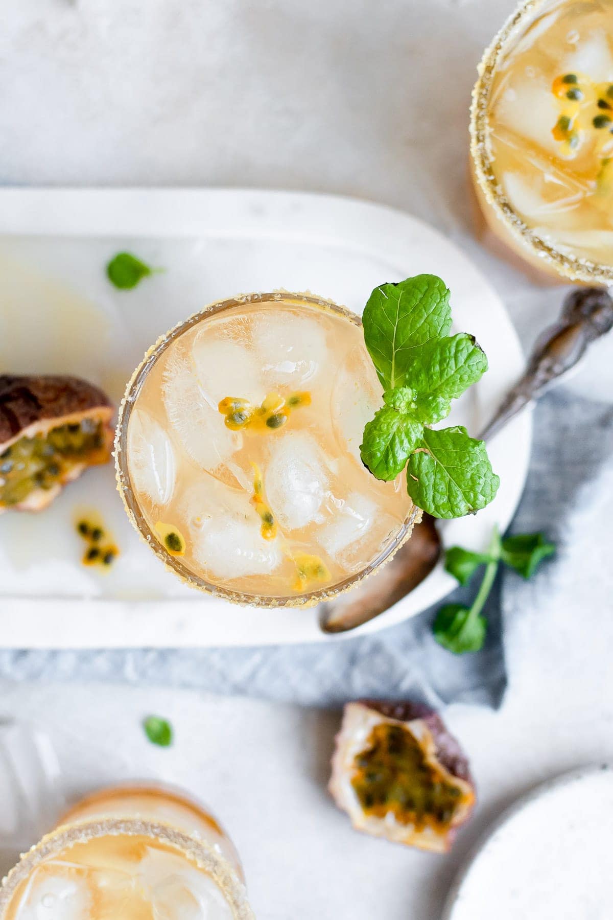 overhead passion fruit margarita in cup