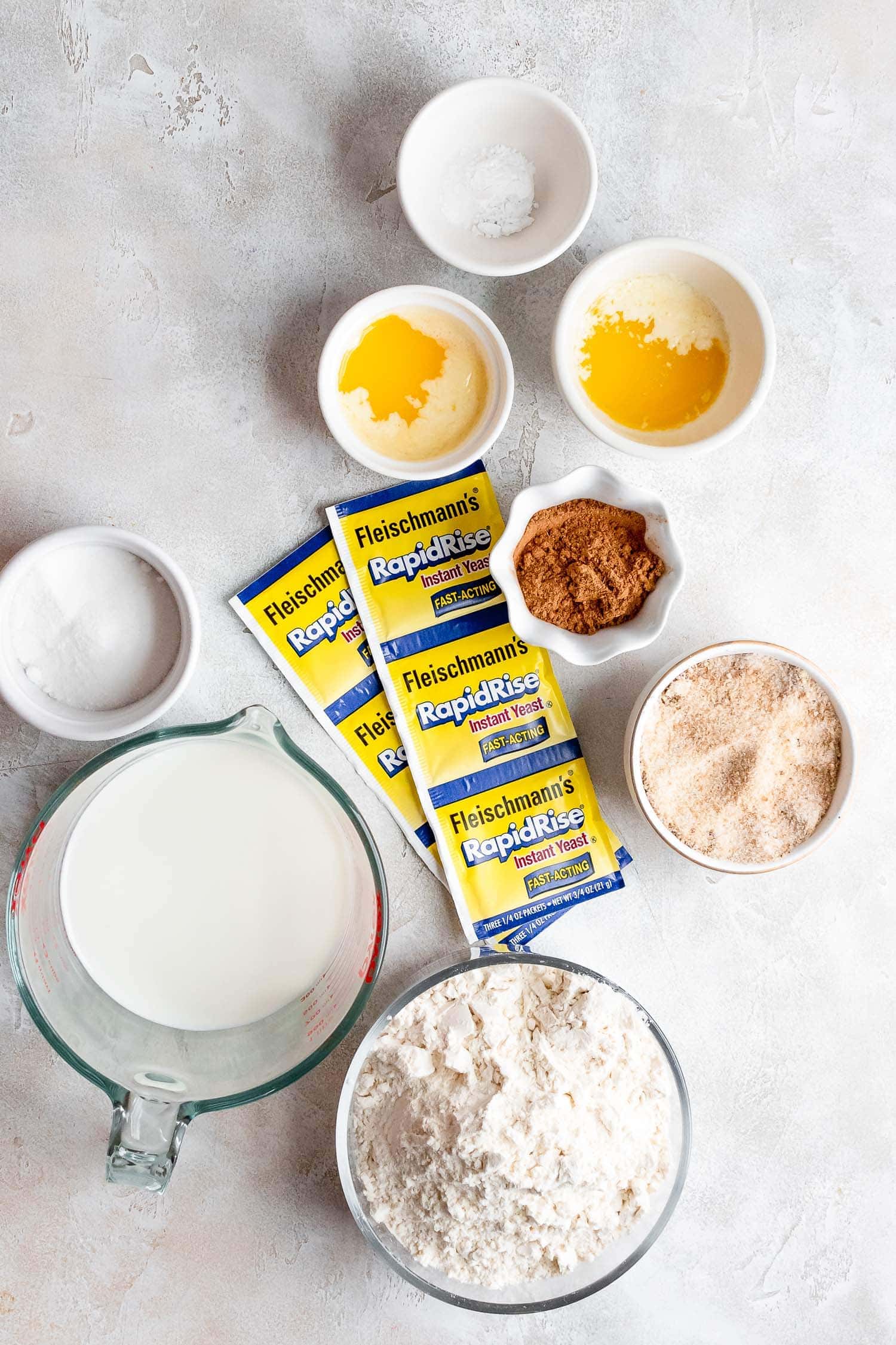 ingredients for homemade cinnamon rolls