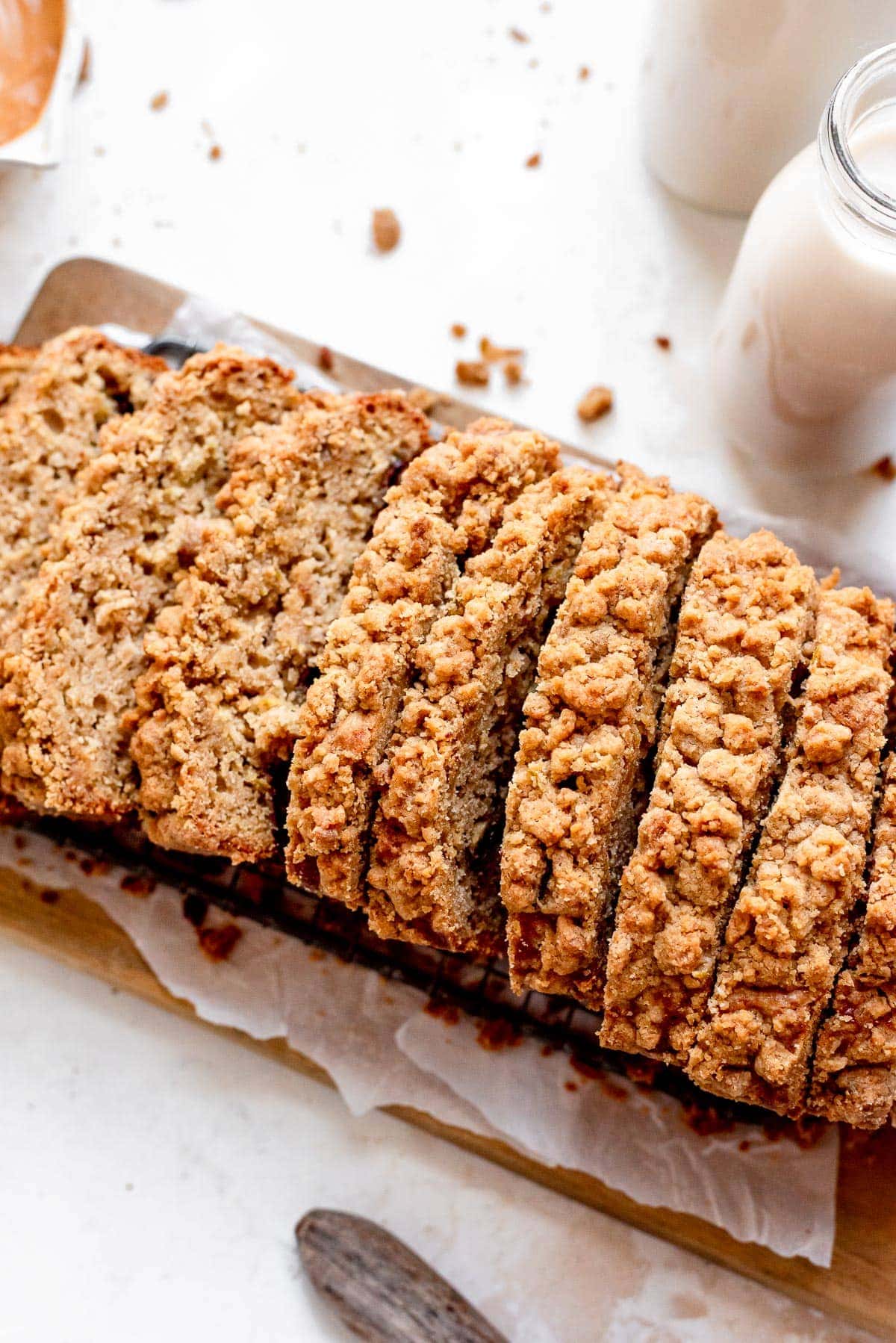 close up slices of quick bread