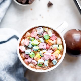 lucky charms marshmallows inside hot chocolate mug