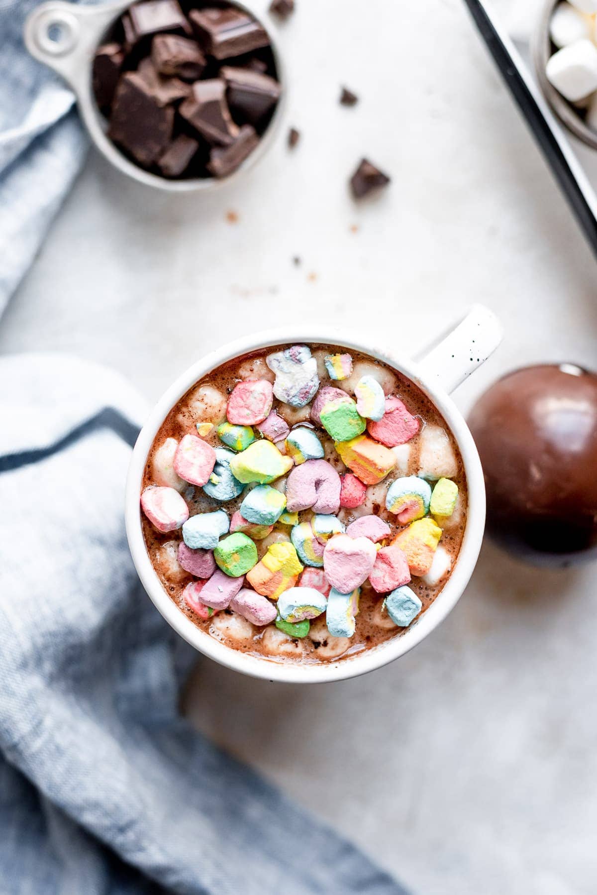 lucky charms marshmallows inside hot chocolate mug