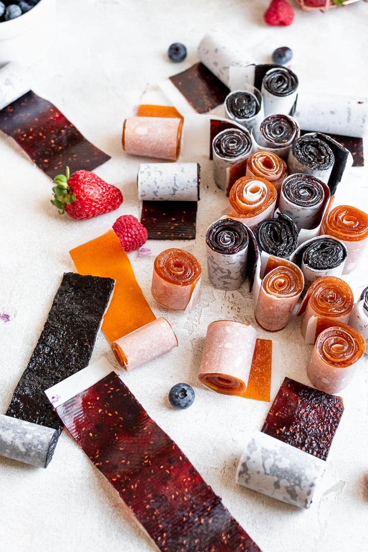 fruit leather scattered on table