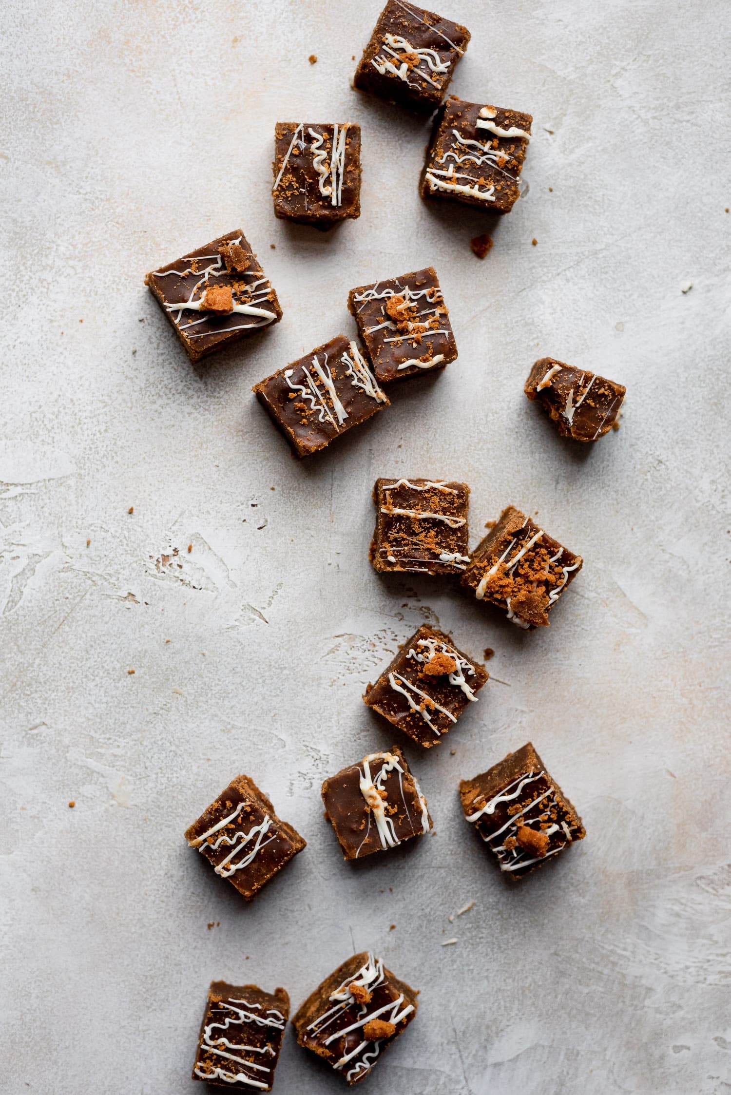 fudge scattered on table