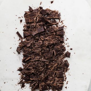 chocolate chopped on board