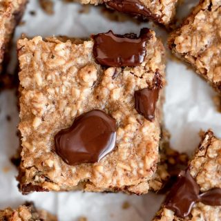 close up baked oatmeal square