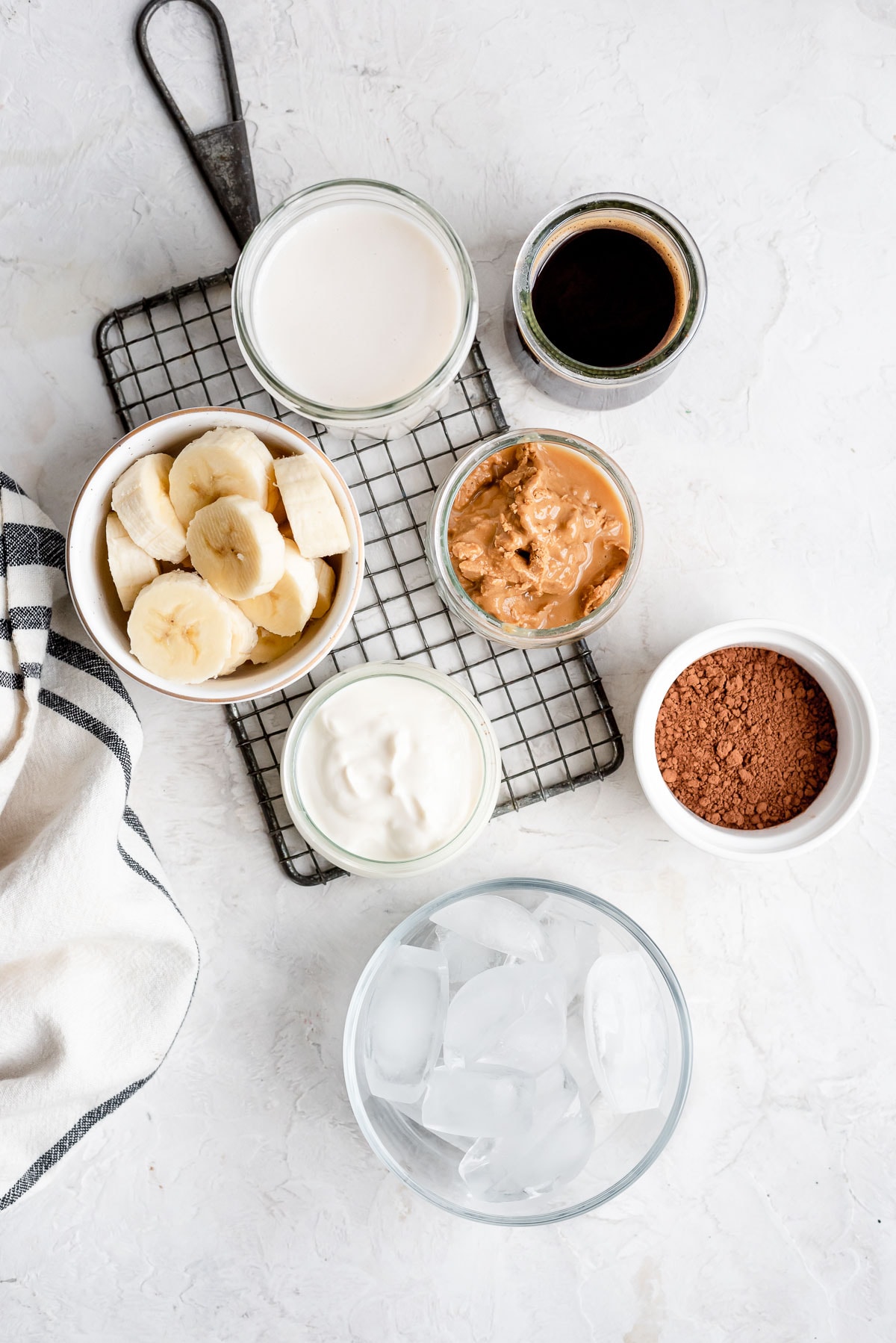 ingredients in bowls to make smoothie